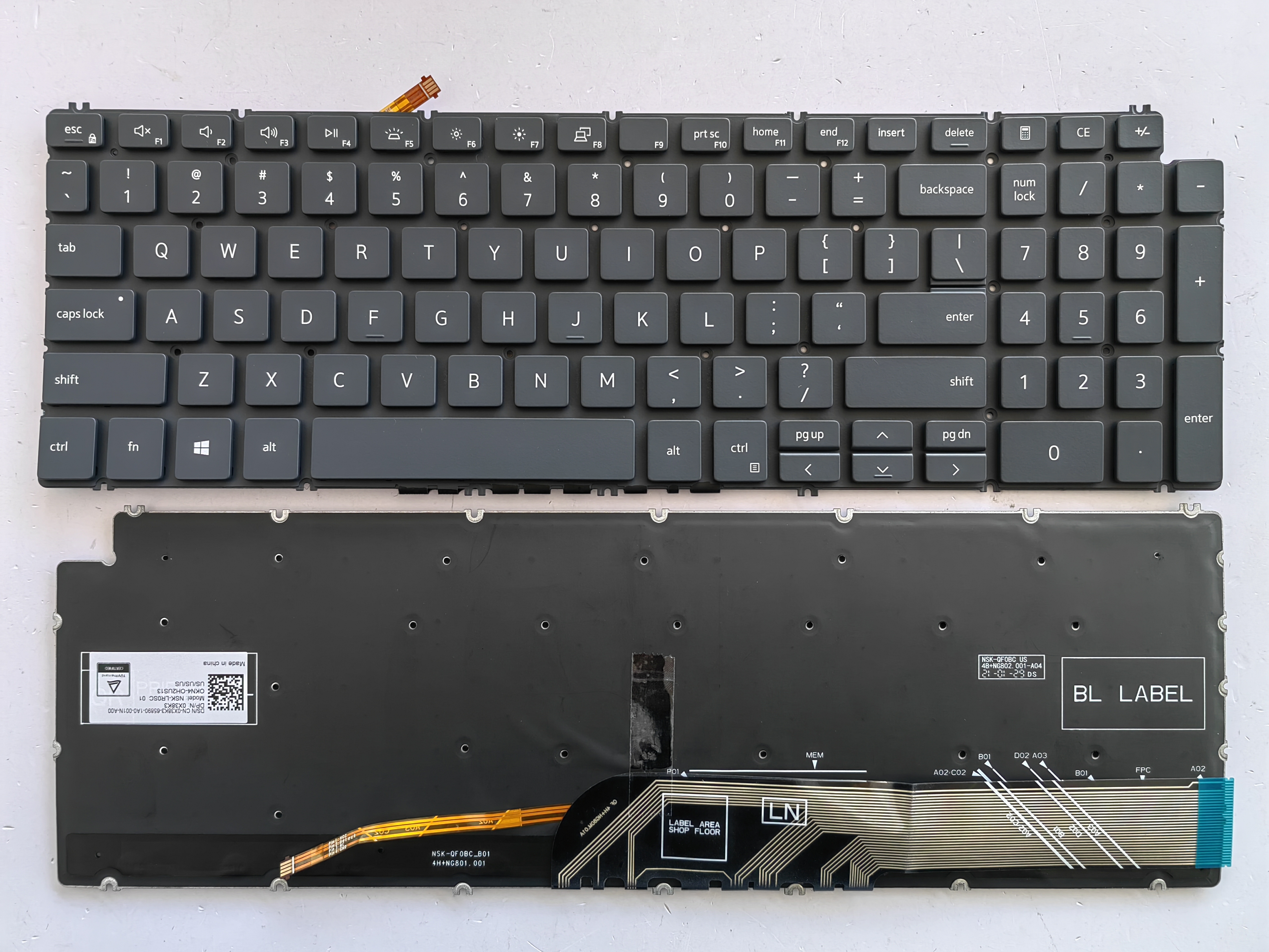 Picture of New Replacement Laptop Keyboard For DELL 7590/7591 Grey Backlit (OEM) US Layout